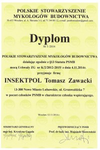 dyplom INSEKTPOL Tomasz Zawacki